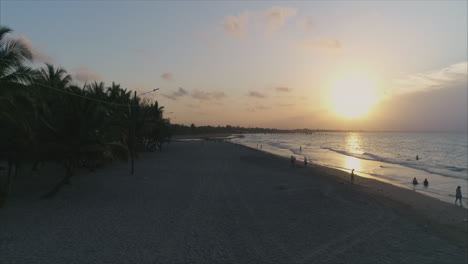 AERIAL:-Sunset-on-Honduran-beach---Tela,-Honduras-1