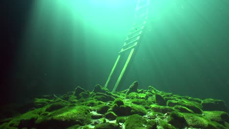 Wooden-ladder-in-a-Mexican-cenote