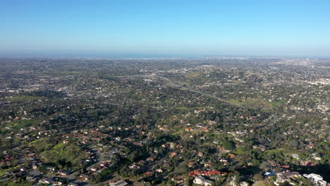 Aerial-footage-of-San-Diego-County-showing-scenery-all-the-way-to-the-ocean