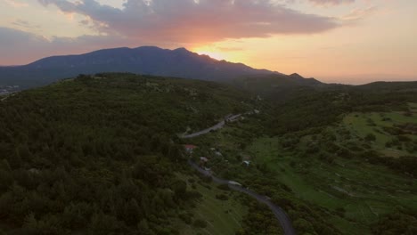Aerial:-Sunset-in-the-mountains-of-the-Greek-island-Samos