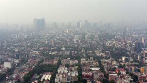 Aerial-drone-shot-of-Mexico-City-pollution