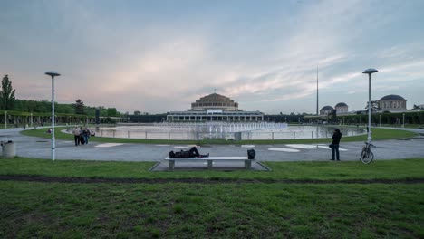 Wroclaw,-Poland:-May-17,-2019:-Multimedia-fountain-at-pergola-of-Centennial-Hall