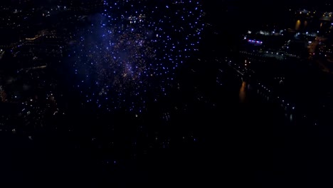 July-4th-fireworks,-drone-footage-Baltimore-Inner-Harbor