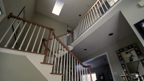 Low-angle-view-of-the-interior-stairwell-of-a-home-in-Eden-Prairie,-Minnesota