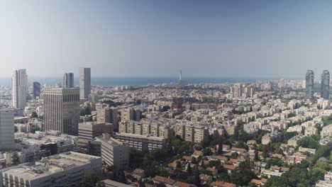 Panning-over-Tel-Aviv-city---showing-its-northern-neighborhoods