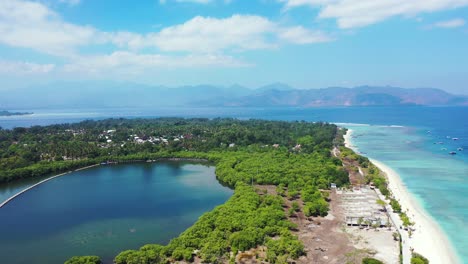 Bali,-Indonesia,-Gili-islands-aerial-panorama