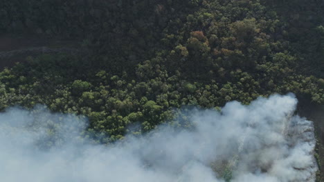 Amazonian-forest-fire-in-Brazil-2019---aerial-drone-shot-full-of-smoke