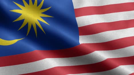 Primer-Plano-Ondeando-Lazo-4k-Bandera-Nacional-De-Malasia