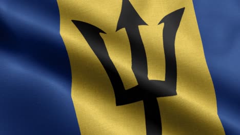 Primer-Plano-Ondeando-Lazo-4k-Bandera-Nacional-De-Barbados