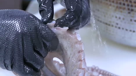 A-chef-cleans-octopus.-Raw-seafood