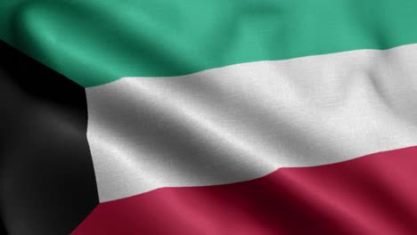 Primer-Plano-Ondeando-Lazo-4k-Bandera-Nacional-De-Kuwait