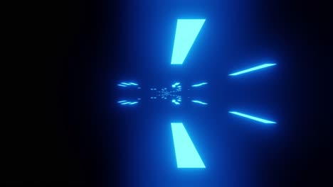 Animación-Computarizada-Del-Espacio-Negro-Oscuro-Con-Luces-Láser-Azules-Emitidas-Desde-Una-Fuente-Central