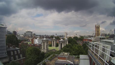 Rooftop-Time-Lapse-Over-St-John-Smith-Square-With-Dramatic-Storm-Clouds-Forming