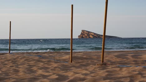 Parceled-beaches-in-Benidorm,-Spain,-due-to-Coronavirus-pandemia