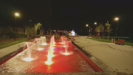 Time-Lapse-Of-Luminous-Multicolor-Musical-Fountain-At-Night