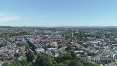 Aerial-tracking-back-over-a-scenic-exeter-city-centre