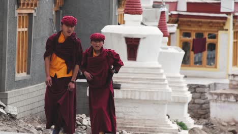 Two-Monks-walking-in-the-pavements-of-a-Monastery-for-their-practice
