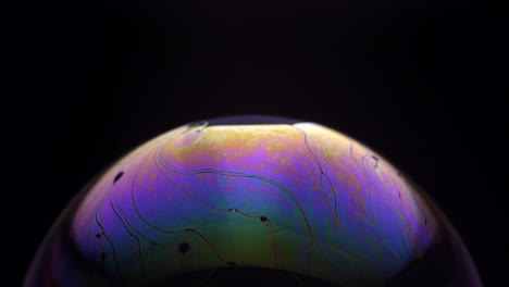 Iridescent-Multicolor-Sheen-Of-Soap-Bubble-In-Black-Background