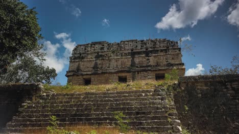 Time-lapse-of-the-temple-of-the-red-house,-chichanchob,-at-Chichen-Itza-historical-park