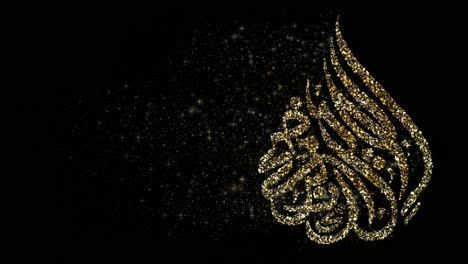 Eid-Al-Adha-Mubarak-En-Caligrafía-árabe-Texto-Partículas-Decoraciones-Bucle-Clip-Con-Canal-Alfa-Listo