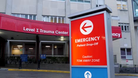 Hospital-Level-I-Trauma-Center-and-emergency-sign-dolly-shot
