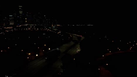 chicago-downtown-traffic-aerial-view-at-night