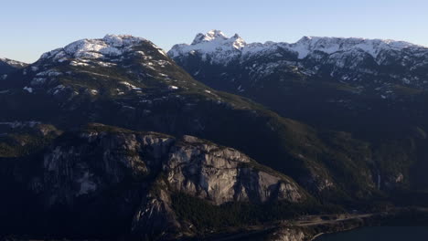 The-Chief-Mountain,-Squamish,-BC,-Canada,-aerial-shot