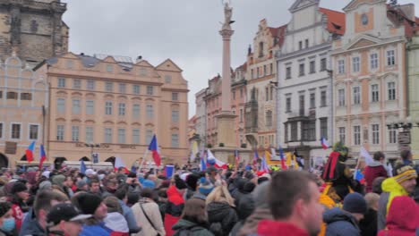 Anti-Lockdown-and-Covid-19-Measure-Protest-in-Prague,-Czech-Republic