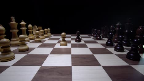 Scandinavian-Chess-Defense-played-on-a-wooden-chess-board