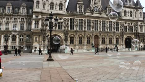 Paris-City-Hall-Hôtel-de-Ville-With-Floating-Soap-Bubbles-Slow-Motion-4k