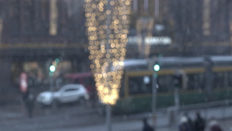 Slow-motion-out-of-focus-shot-showing-downtown-of-Helsinki-during-christmas-time