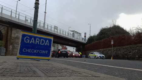 Wide-shot-of-Police-checkpoint-in-Dublin