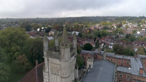 Reverse-aerial-reveal-of-Winchester-College