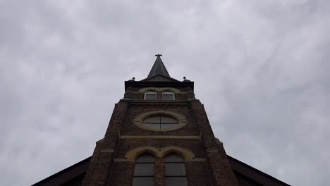 Dark-Cloudy-Day-Timelapse-Of-Catholic-Church-Steeple