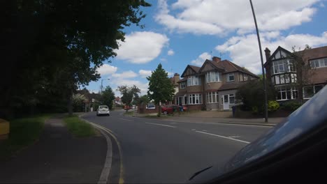 POV-Of-Car-Going-Along-Station-Road-Onto-Parkside-Way-In-North-Harrow