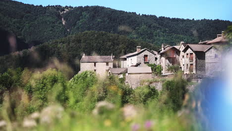 Simpleton-built-village-of-Huesca-Spain-medium-shot