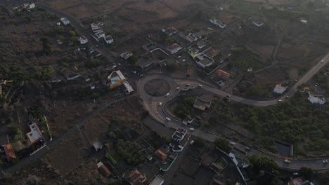 Roundabout-in-Portuguese-village-covered-with-volcanic-ash-on-La-Palma-island