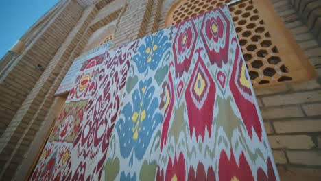 Bukhara-Uzbekistan-Shopping-street-Uzbek-national-silk-patterns