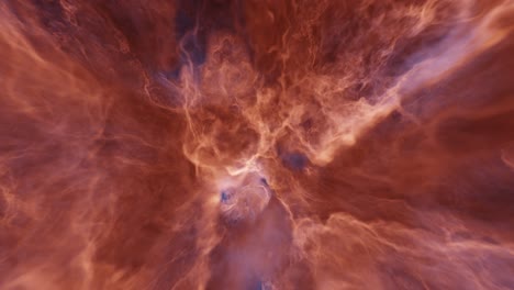 Unexplored-galaxy-region-flying-through-interstellar-solar-winds-and-fiery-orange-plasma-storm-clouds---4K-ultra-quality-abstract-outer-space-inspired-backdrop-time-lapse---seamless-looping