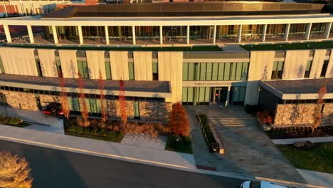 Liberty-University-Athletics-Center-building.-Aerial-truck-shot