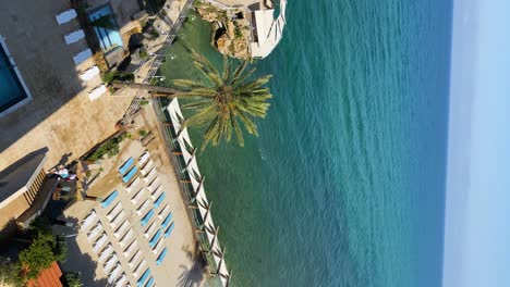 Panning-Through-The-Private-Pool-And-Lounges-In-BOURJ-AL-FIDAR-Resort-In-Jbeil,-Lebanon