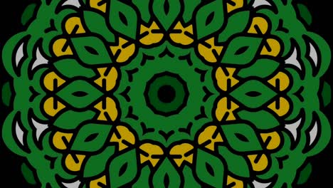 Close-Up-Of-Abstract-Green-Floral-Mandala-Rotating