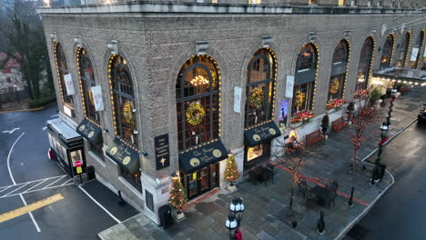 Aerial-of-Hotel-Bethlehem-shops-decorated-for-Christmas-holiday-shopping