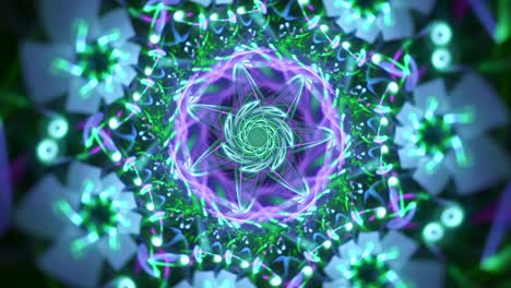 Abstract-floral-fractal-Kaleidoscope---Ice-snowflake---seamless-looping-music-vj-colorful-chaotic-streaming-backdrop-art