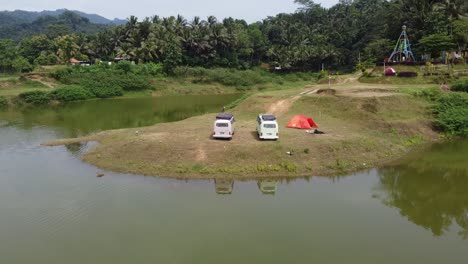 Yogyakarta,-Indonesia---Feb-1,-2022-:-the-van-starts-leaving-the-camping-area