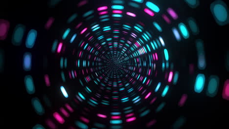 Seamless-loop-tunnel-with-colourful-neon-blue-and-pink-lights,-computer-generated-background-animation