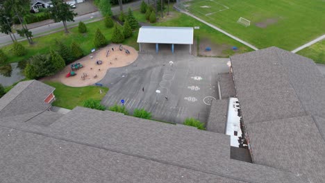 Aerial-shot-of-an-elementary-school-playground