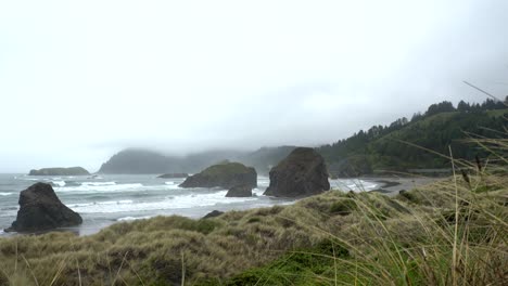 Paisaje-De-La-Costa-De-Oregon-En-Un-Día-Nublado