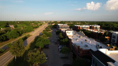 Aerial-footage-of-the-Montana-at-Bowery-Park-apartments-located-at-120-Main-St-Ste-128,-Highland-Village,-TX-75077