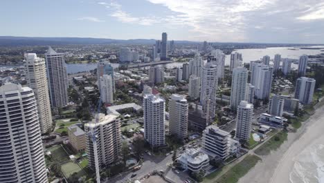 Luxury-Apartment-Buildings-At-Gold-Coast-Highway-In-Surfers-Paradise,-South-East-Queensland,-Australia